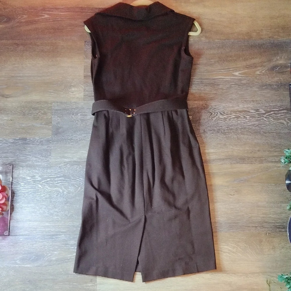 Cache Coeur Brown V-Neck Sheath Midi Dress - Picture 3 of 6